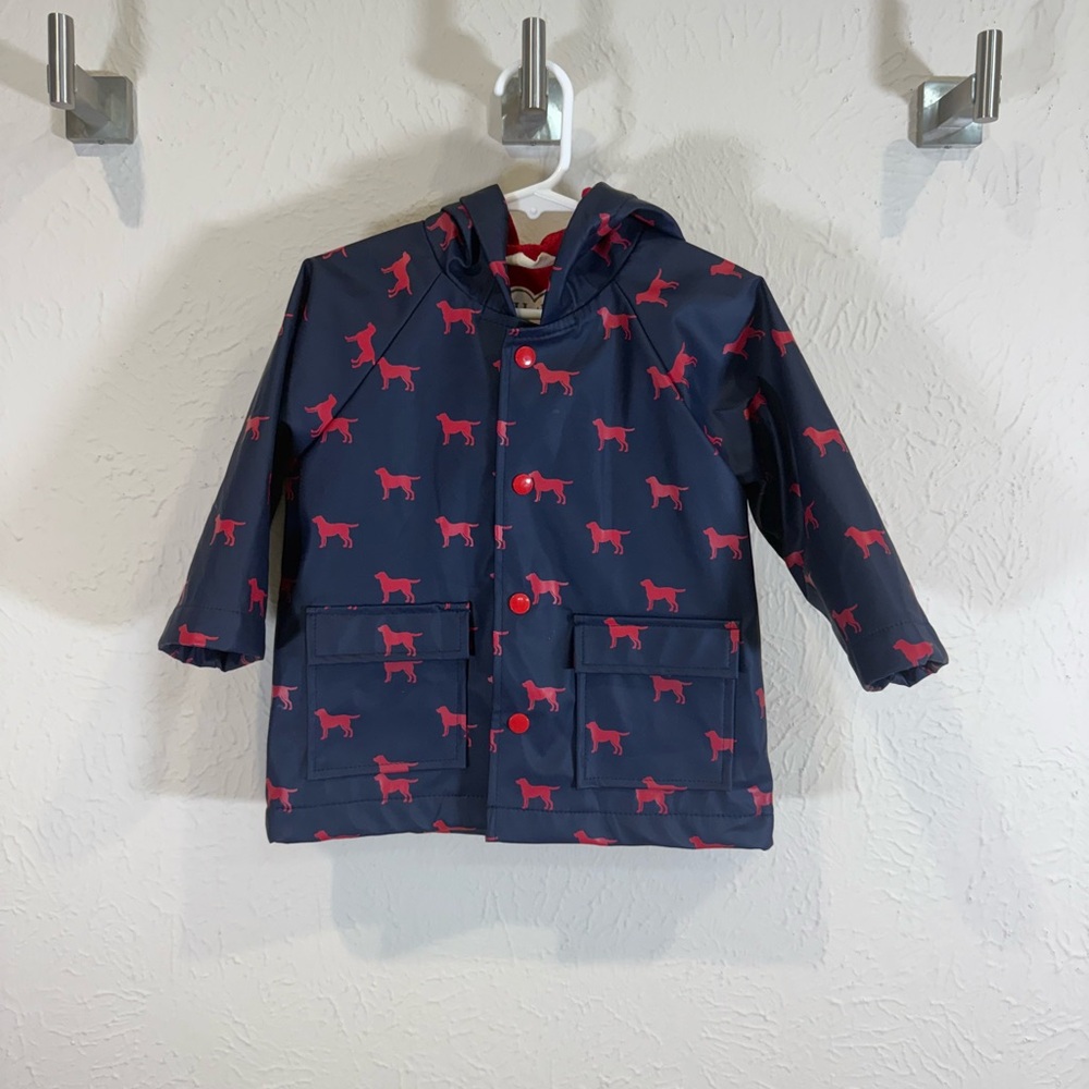 Toddler Boy Hatley Navy & Red Dog Print Raincoat, Size 18-24M